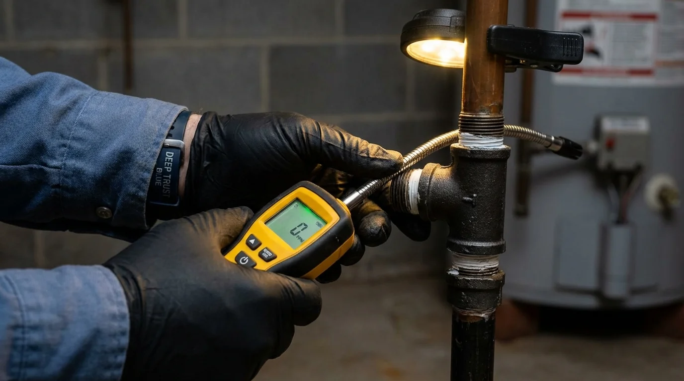 Gas leak detection with electronic sniffer by Johns Plumbing LLC in Cheswold